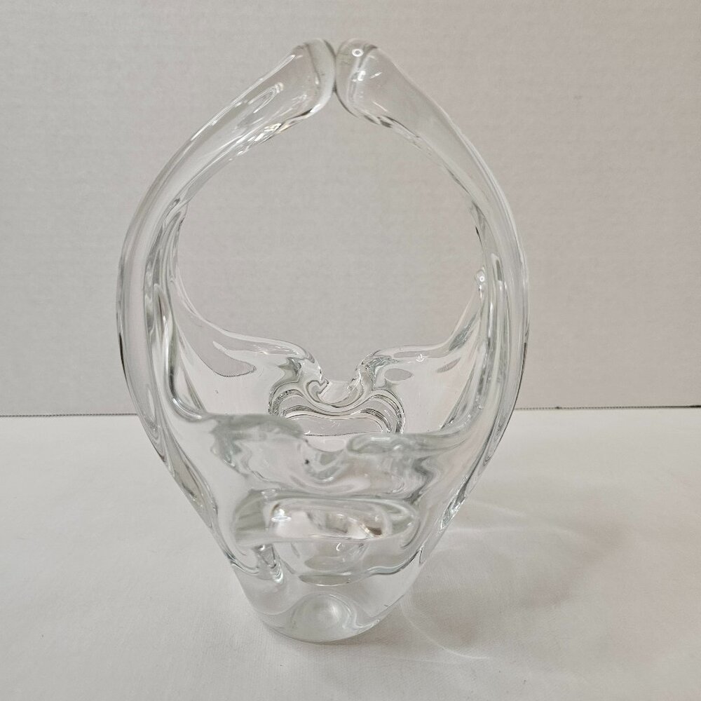 Clear Crystal Basket Split Handled Glass Vase Candy Holder